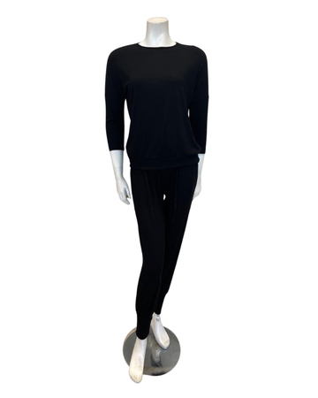 Oh! Zuza OZ214PJM Black Ribbed Modal Pajamas Set Myselflingerie.com